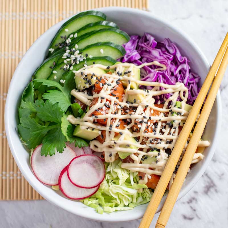 Keto Poke Bowl Recipe - Fresh & EASY Low Carb Salad with Salmon