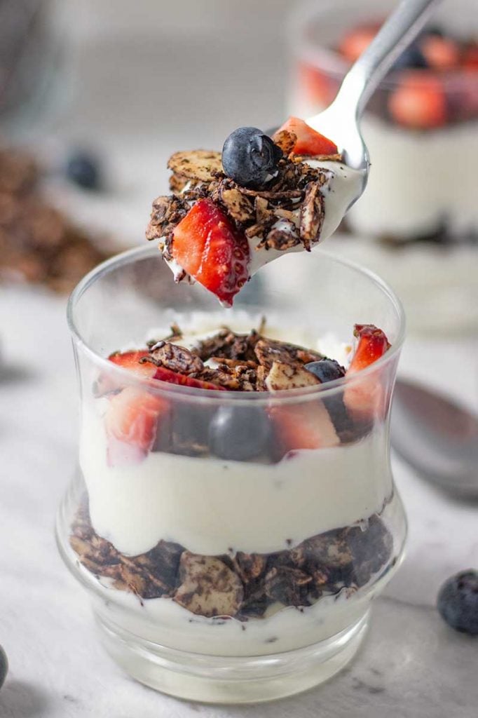 Keto Breakfast Parfait Recipe - Low Carb Yogurt, Granola & Berries