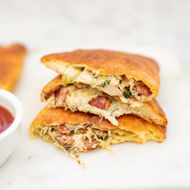 Keto Chicken Bacon Calzones - Delicious Stuffed Pizza Rolls Recipe