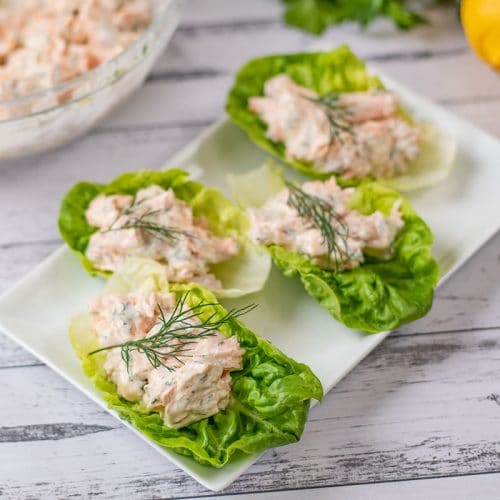 Easy Keto Salmon Salad Lettuce Wraps - Low Carb & Healthy