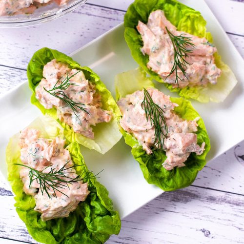 Easy Keto Salmon Salad Lettuce Wraps - Low Carb & Healthy