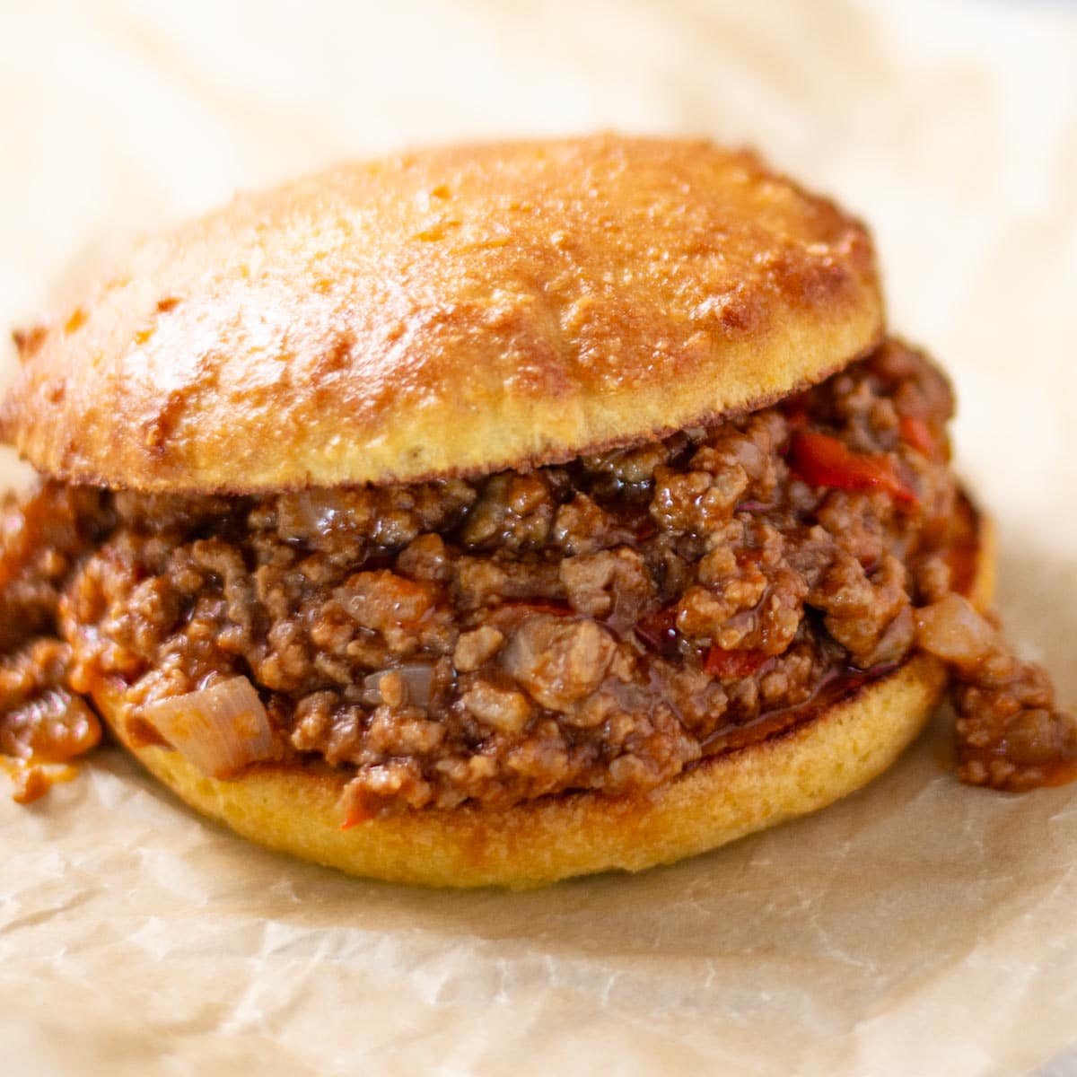 Keto sloppy joe on baking paper.