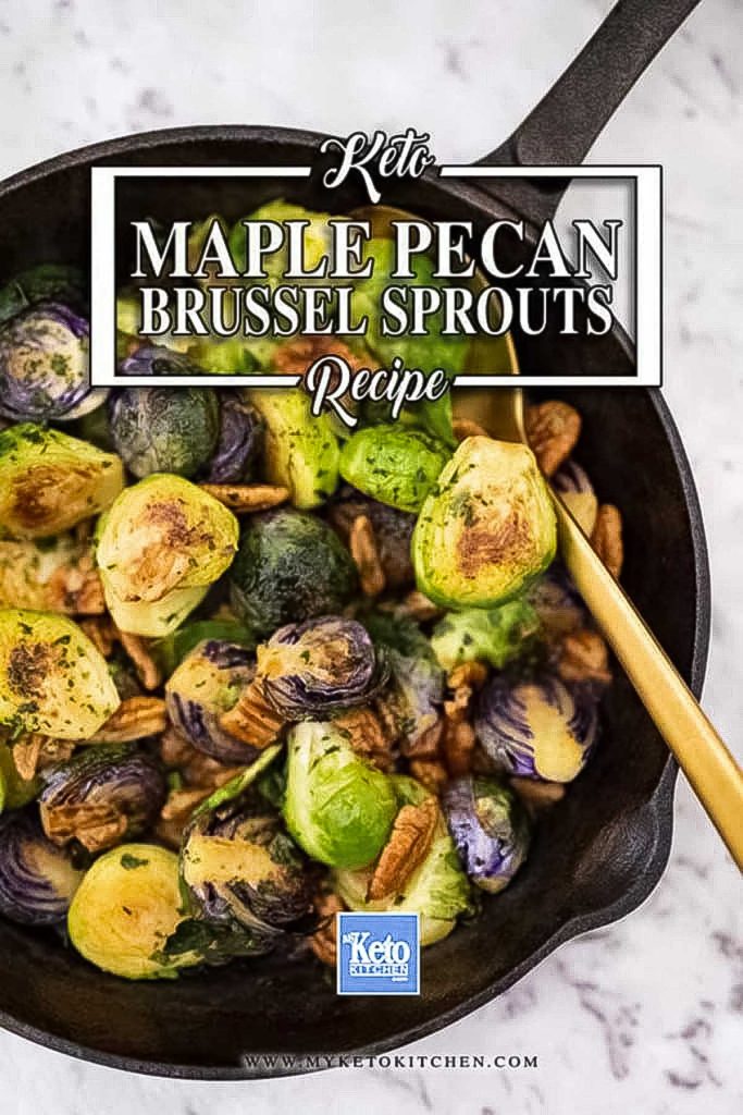 Brussels sprouts in a cast iron pan.